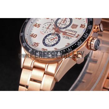 Cheap Tag Heuer Carrera Rose Gold Bracelet White Dial 801442