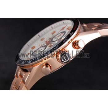 Cheap Tag Heuer Carrera Rose Gold Bracelet White Dial 801442