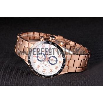 Cheap Tag Heuer Carrera Rose Gold Bracelet White Dial 801442