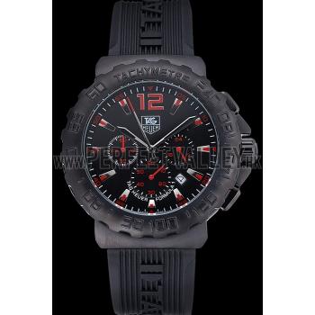 Tag Heuer Formula 1 Chronograph Black Dial Black Bezel Red Numerals  622408