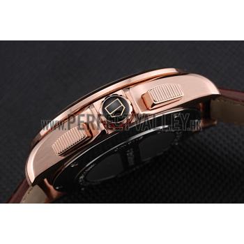 Tag Heuer Carrera Rose Gold Case White Dial Brown Leather Strap 98244