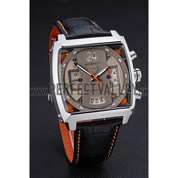 Tag Heuer Monaco 24 Calibre 36 Chronograph Gold And Beige Dial Black Leather Strap 622274