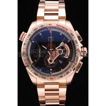 Cheap Tag Heuer Carrera Rose Gold Case Black Dial