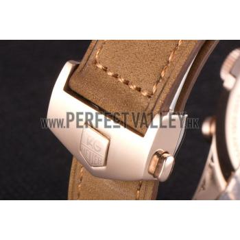 Tag Heuer Carrera SpaceX Rose Gold Bezel with Black Dial and Light Brown Leather Strap  621532