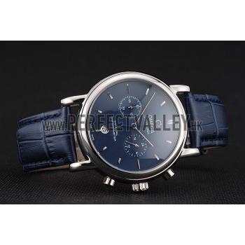 Omega Seamaster Vintage Chronograph Blue Dial Stainless Steel Case Blue Leather Strap