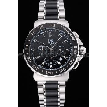 Tag Heuer Formula 1 Chronograph Black Dial Black Bezel Two Tone Stainless Steel Band   622412