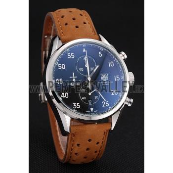 Tag Heuer Carrera SpaceX Silver Bezel with Black Dial and Light Brown Leather Strap tag265  621536