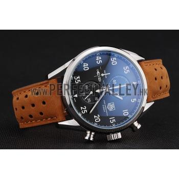 Tag Heuer Carrera SpaceX Silver Bezel with Black Dial and Light Brown Leather Strap tag265  621536