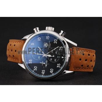 Tag Heuer Carrera SpaceX Silver Bezel with Black Dial and Light Brown Leather Strap tag265  621536