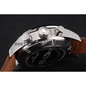 Tag Heuer Carrera SpaceX Silver Bezel with Black Dial and Light Brown Leather Strap tag265  621536