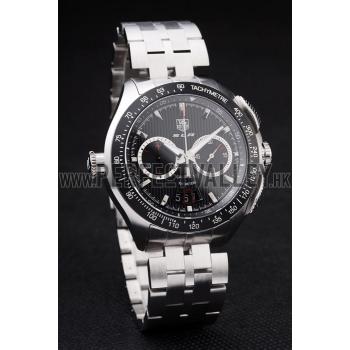 Tag Heuer Swiss SLR Tachymeter Bezel Stainless Steel Black Dial