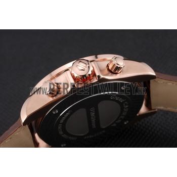 Replica Tag Heuer Carrera Rose Gold Case White Dial Brown Leather Strap 98245