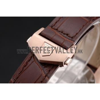 Replica Tag Heuer Carrera Rose Gold Case White Dial Brown Leather Strap 98245