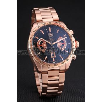 Tag Heuer Grand Carrera Rose Gold Bracelet Black Dial 801438