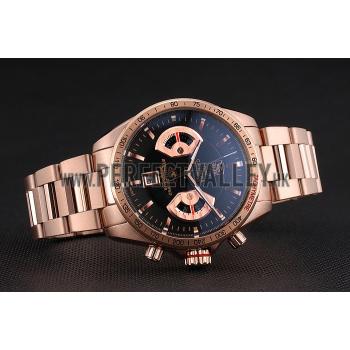 Tag Heuer Grand Carrera Rose Gold Bracelet Black Dial 801438