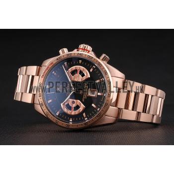 Tag Heuer Grand Carrera Rose Gold Bracelet Black Dial 801438