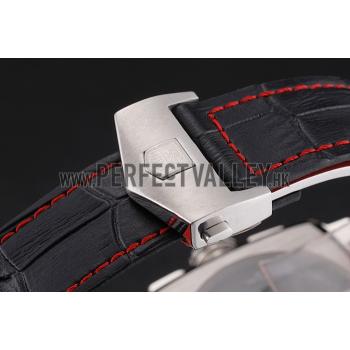 Tag Heuer Monaco Black Perforated Leather Strap White Dial 80306