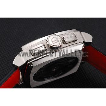 Tag Heuer Monaco Black Perforated Leather Strap White Dial 80306