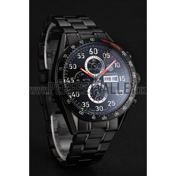 Replica Tag Heuer Carrera Ion Plated Stainless Steel Bracelet Black Dial 801445