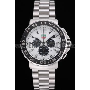 Tag Heuer Formula 1 Chronograph White Dial Black Bezel Stainless Steel Band   622410