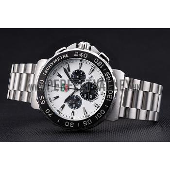 Tag Heuer Formula 1 Chronograph White Dial Black Bezel Stainless Steel Band   622410