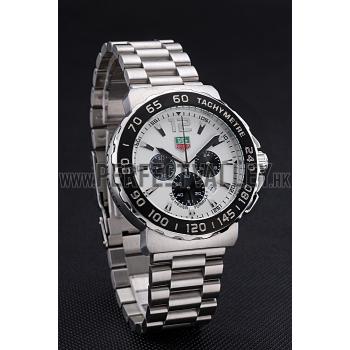 Tag Heuer Formula 1 Chronograph White Dial Black Bezel Stainless Steel Band   622410