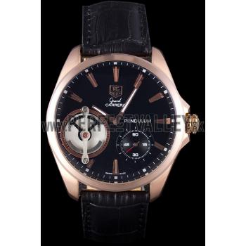 Tag Heuer Carrera Pendulum Black Leather Strap 7919 Replica