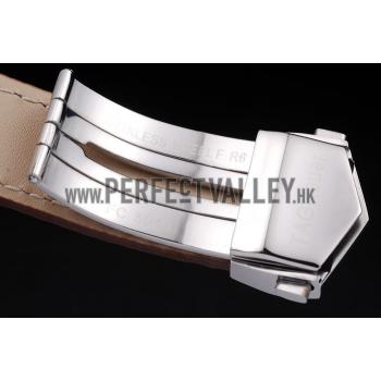 Replica Tag Heuer Monaco Brushed Stainless Steel Case White Dial Brown Leather Strap 98173