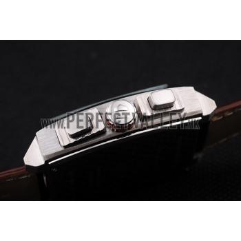 Replica Tag Heuer Monaco Brushed Stainless Steel Case White Dial Brown Leather Strap 98173