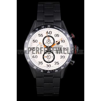 Tag Heuer Carrera Ion Plated Stainless Steel Bracelet White Dial 801444