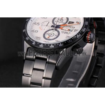 Tag Heuer Carrera Ion Plated Stainless Steel Bracelet White Dial 801444