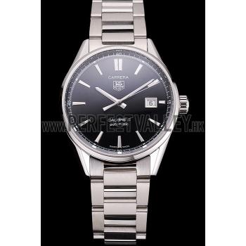 Replica Swiss Tag Heuer Carrera Calibre 5 Black Dial Stainless Steel Case And Bracelet