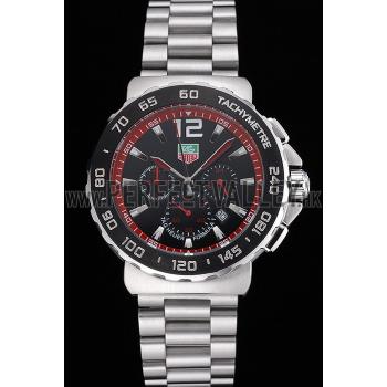 Tag Heuer Formula 1 Chronograph Black Dial Black Bezel Stainless Steel Band Red Numerals  622411