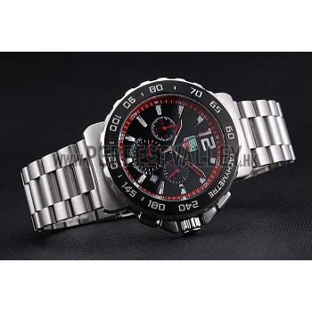 Tag Heuer Formula 1 Chronograph Black Dial Black Bezel Stainless Steel Band Red Numerals  622411