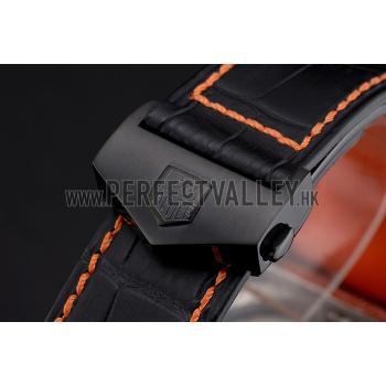 Tag Heuer Monaco Calibre 36 Blue And Orange Stripes Dial Black Leather Strap 622302