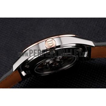 Replica Swiss Tag Heuer Carrera Calibre 5 Gray Dial Rose Gold Case Black Leather Strap