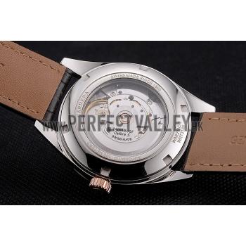 Replica Swiss Tag Heuer Carrera Calibre 5 Gray Dial Rose Gold Case Black Leather Strap