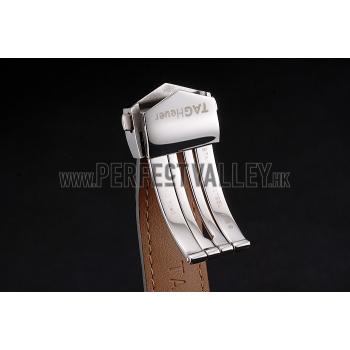 Replica Swiss Tag Heuer Carrera Calibre 5 Gray Dial Rose Gold Case Black Leather Strap