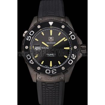 Cheap Swiss Tag Heuer Aquaracer Calibre 5 Black Dial Black Bezel Black Case Black Rubber Strap