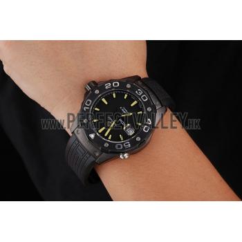 Cheap Swiss Tag Heuer Aquaracer Calibre 5 Black Dial Black Bezel Black Case Black Rubber Strap