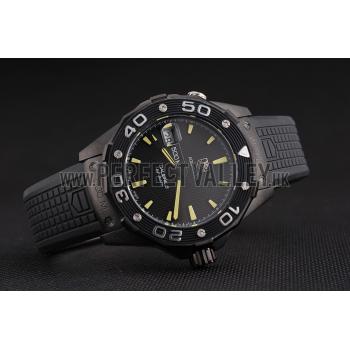 Cheap Swiss Tag Heuer Aquaracer Calibre 5 Black Dial Black Bezel Black Case Black Rubber Strap