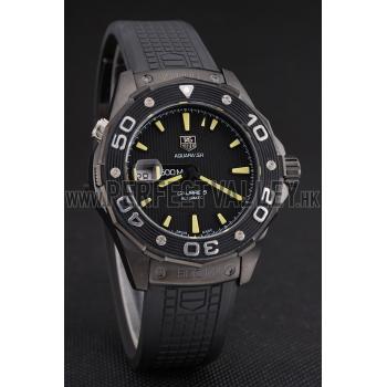 Cheap Swiss Tag Heuer Aquaracer Calibre 5 Black Dial Black Bezel Black Case Black Rubber Strap