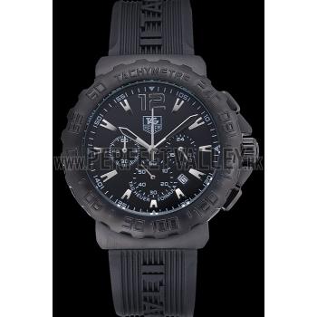 Tag Heuer Formula 1 Chronograph Black Dial Black Bezel White Numerals  622409