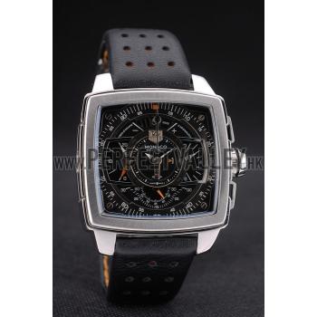 Tag Heuer Monaco Mikrograph Black Leather Strap Black Dial 7923