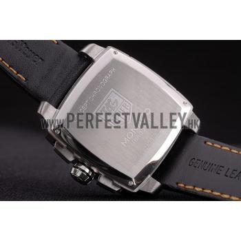 Tag Heuer Monaco Mikrograph Black Leather Strap Black Dial 7923