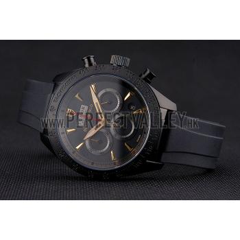 Cheap Tudor Fastrider Black Shield Black Dial Gold Markings Black Case Black Rubber Strap