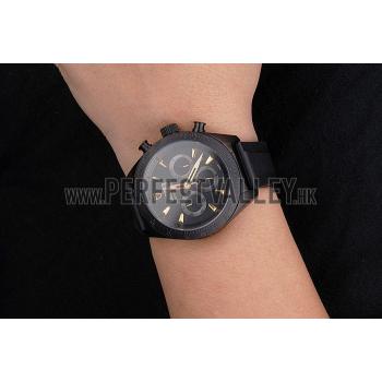 Cheap Tudor Fastrider Black Shield Black Dial Gold Markings Black Case Black Rubber Strap