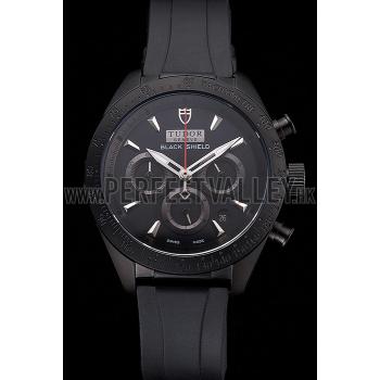 Cheap Tudor Fastrider Black Shield Black Dial Silver Markings Black Case Black Rubber Strap