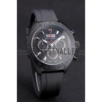 Cheap Tudor Fastrider Black Shield Black Dial Silver Markings Black Case Black Rubber Strap