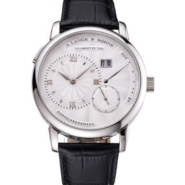 A. Lange & Sohne Lange 1 White Dial Stainless Steel Case Black Leather Strap